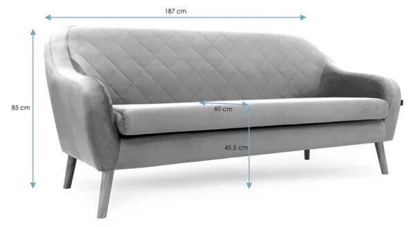 Szara 3-osobowa sofa CORANTI VELVET