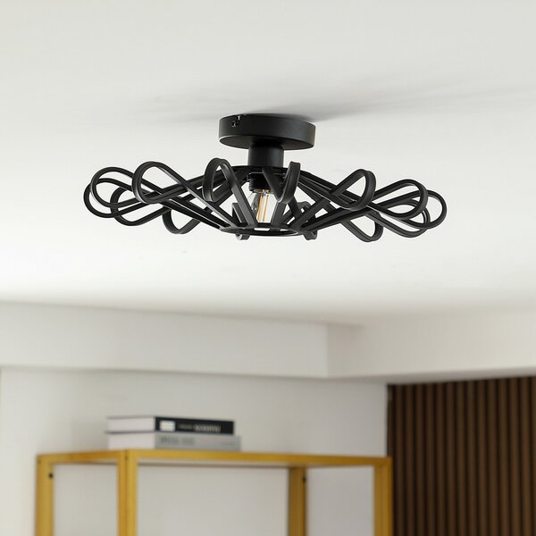 Lampa Sufitowa Lindby, Kaelen, ściemnialny, czarny, salon, metal
