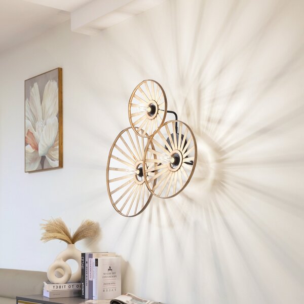 Lampa Ścienna Lindby, Evandor, ściemnialny, drewniany, salon, metal