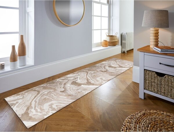 Beżowy chodnik 60x230 cm Marbled – Flair Rugs