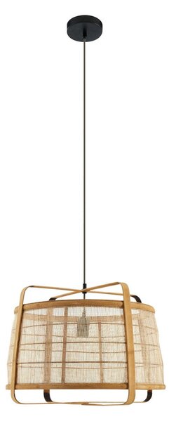 Lampa Wisząca Lindby, Liriana, ściemnialny, drewniany, salon, bambus, dworkowy | rustykalny