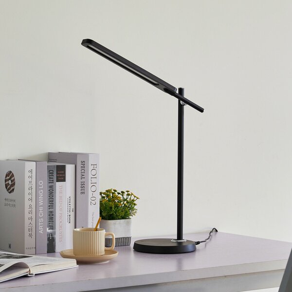 Lampa Stołowa Lindby, Valtorin, ściemnialny, czarny, gabinet | pracownia, tworzywo sztuczne, nowoczesny