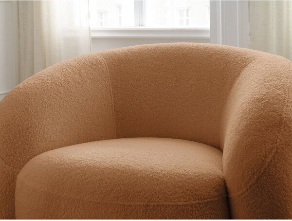 Pomarańczowy obrotowy fotel z materiału bouclé Elina – Bobochic Paris