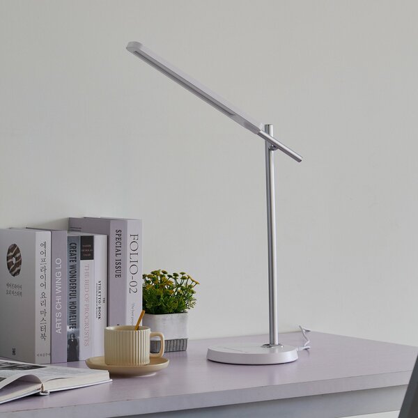 Lampa Stołowa Lindby, Valtorin, ściemnialny, biały, gabinet | pracownia, tworzywo sztuczne, nowoczesny