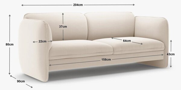 Jasnoszara sofa z tkaniny szenilowej 204 cm Georgia – Micadoni