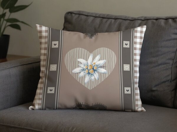 Polibawełniana poszewka na poduszkę HEART RETRO POLY 50x70 cm, brązowy