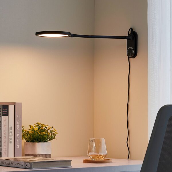 Lampa Stołowa Lindby, Valtaria, ściemnialny, czarny, gabinet | pracownia, tworzywo sztuczne, nowoczesny