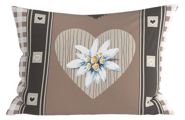 Polibawełniana poszewka na poduszkę HEART RETRO POLY 50x70 cm, brązowy