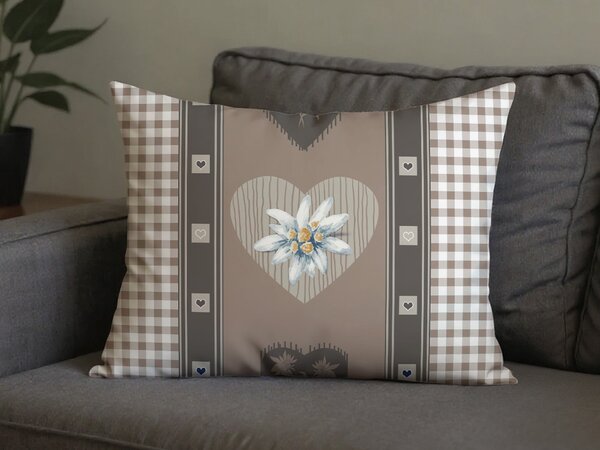 Polibawełniana poszewka na poduszkę HEART RETRO POLY 70x90 cm, brązowa
