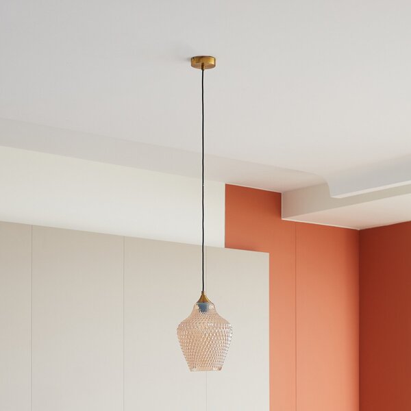 Lampa Wisząca Lindby, Drakar, ściemnialny, beżowy, salon, szkło, vintage
