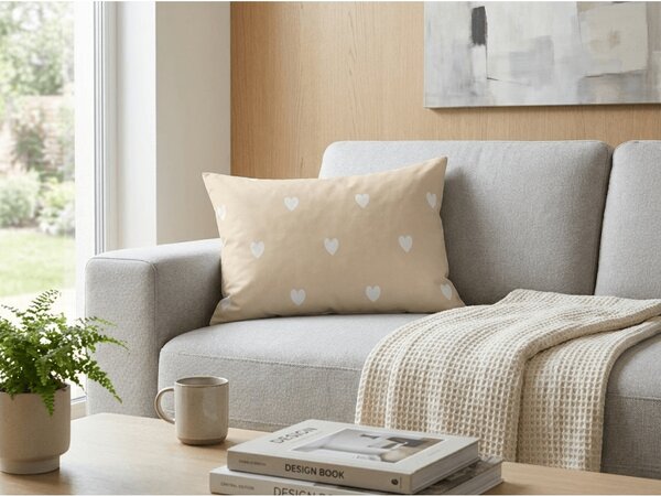Bawełniana poszewka na poduszkę HEARTILO POLY 50x70 cm, beżowy
