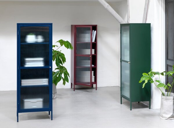 Zielona metalowa witryna Unique Furniture Bronco, wys. 160 cm