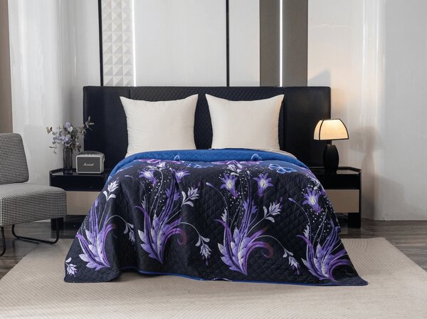Narzuta na łóżko VIOLET BUTTERFLY, ciemnoniebieska Rozmiar: 170 x 210 cm