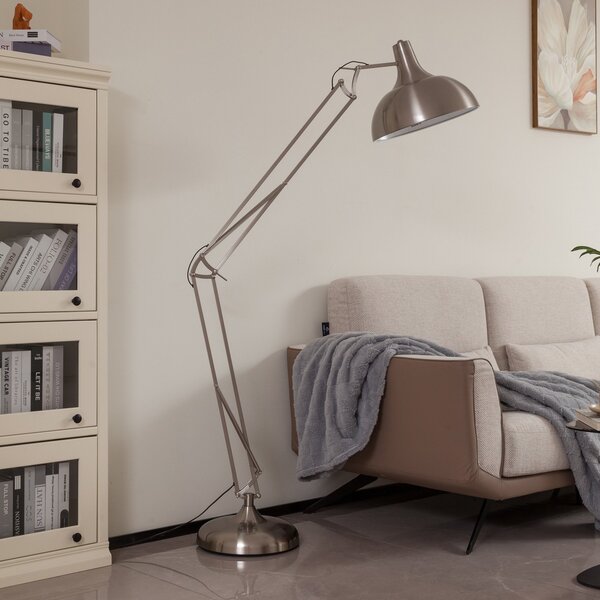 Lampa Podłogowa Lindby, Leia, metaliczny, gabinet | pracownia, metal, nowoczesny