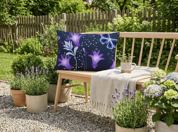 Poszewka na poduszkę z mikrofibry VIOLET BUTTERFLY 50x70 cm, ciemnoniebieski