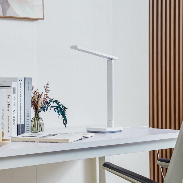 Lampa Stołowa Lindby, Rylas, ściemnialny, biały, gabinet | pracownia