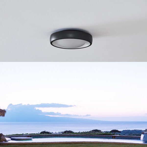Zewnętrzna Lampa Lindby, Niniel, czarny, taras, tworzywo sztuczne, nowoczesny