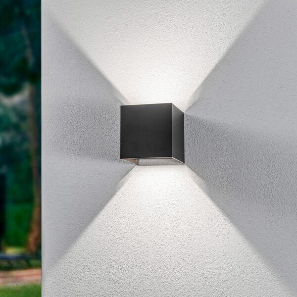 Zewnętrzna Lampa Lindby, Nivar, czarny, balkon, metal, nowoczesny