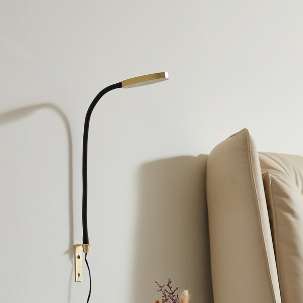 Lampa Ścienna Lindby, Flexola, ściemnialny, czarny, sypialnia, metal