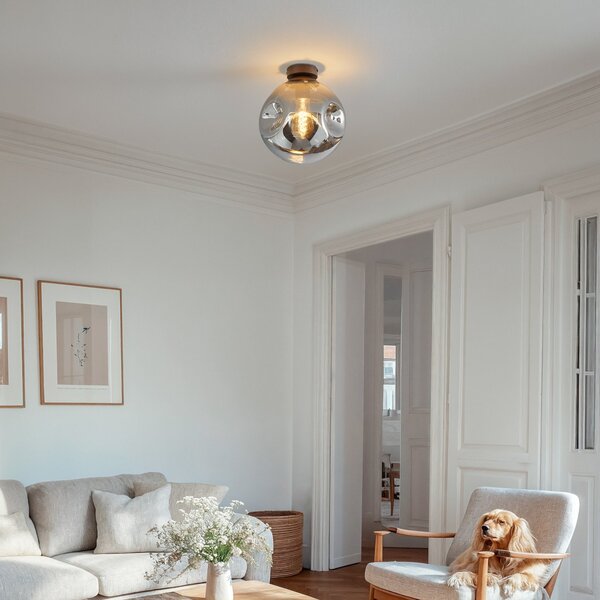Lampa Sufitowa Lindby, Valentina, ściemnialny, szary, jadalnia, szkło, design