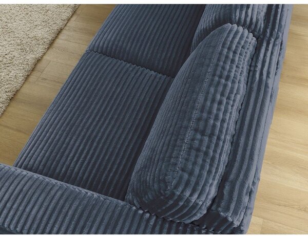 Ciemnoniebieska sztruksowa rozkładana sofa do spania 220 cm Hugo – Bobochic Paris