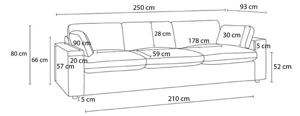Pomarańczowa sofa 250 cm Belair – Bobochic Paris