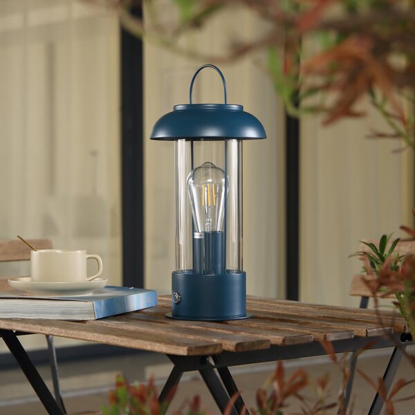 Zewnętrzna Lampa Lindby, Yvette, ściemnialny, niebieski, taras, metal, nowoczesny