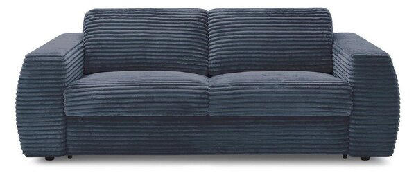 Ciemnoniebieska sztruksowa rozkładana sofa do spania 220 cm Hugo – Bobochic Paris
