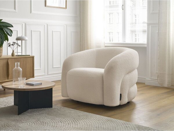 Beżowy obrotowy fotel z materiału bouclé Elina – Bobochic Paris