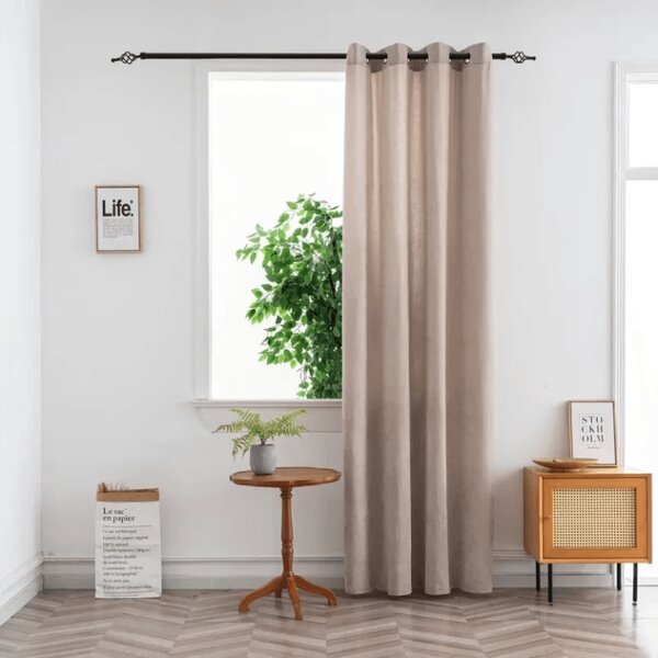 Zasłona TAVIO 140x250 cm, jasnobeżowa Zawieszanie: Metalowe pierścienie