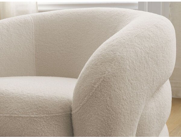 Beżowy obrotowy fotel z materiału bouclé Elina – Bobochic Paris