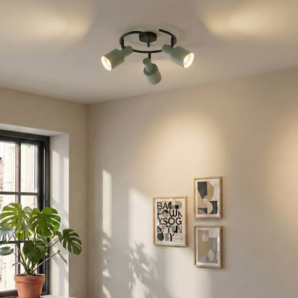 Lampa Sufitowa Lindby, Ovelia, ściemnialny, zielony, salon, metal, nowoczesny