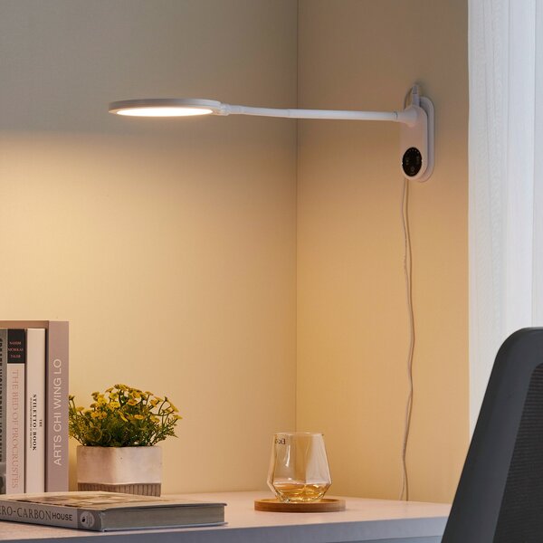 Lampa Stołowa Lindby, Valtaria, ściemnialny, biały, gabinet | pracownia, tworzywo sztuczne, nowoczesny