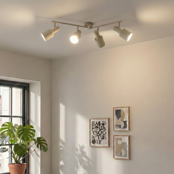 Lampa Sufitowa Lindby, Ovelia, ściemnialny, beżowy, salon, metal, nowoczesny