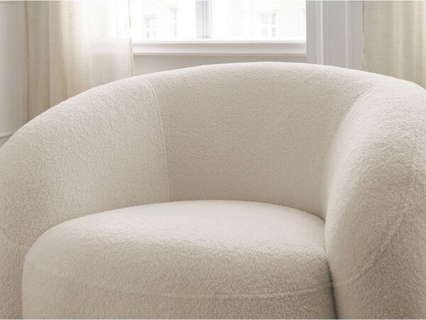 Beżowy obrotowy fotel z materiału bouclé Elina – Bobochic Paris