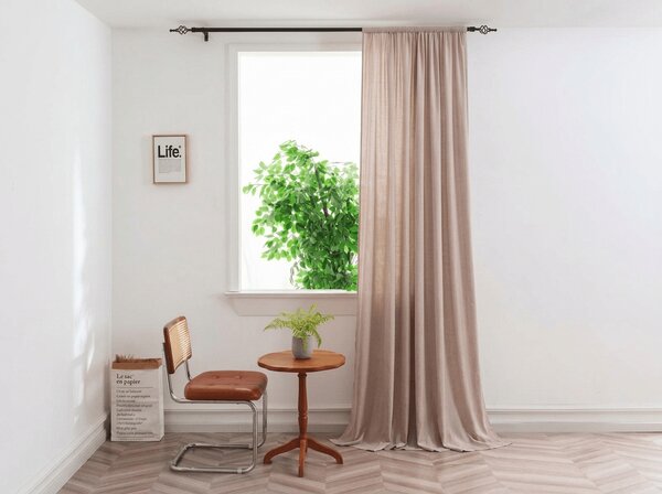 Zasłona TAVIO 140x250 cm, jasnobeżowa Zawieszanie: Metalowe pierścienie