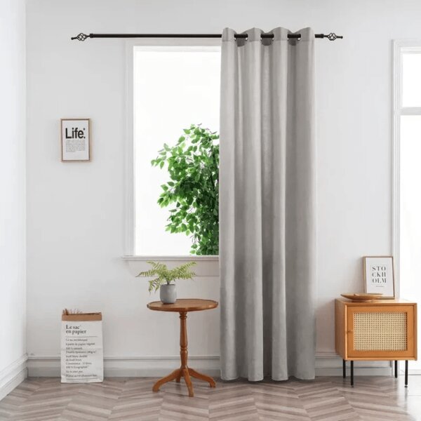 Zasłona TAVIO 140x250 cm, jasnoszara Zawieszanie: Metalowe pierścienie