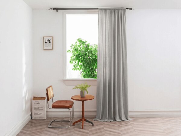 Zasłona TAVIO 140x250 cm, jasnoszara Zawieszanie: Metalowe pierścienie