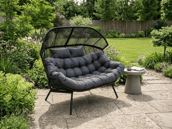 Sofa ogrodowa AURELO dwuosobowa 146 cm, czarna