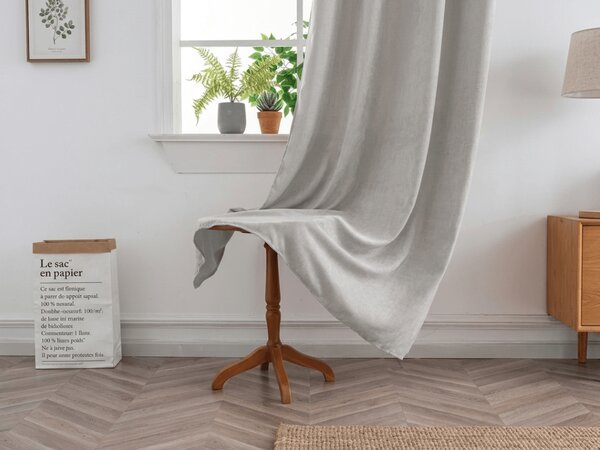 Zasłona TAVIO 140x250 cm, jasnoszara Zawieszanie: Metalowe pierścienie