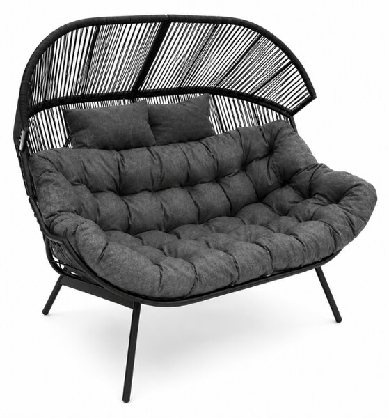 Sofa ogrodowa AURELO dwuosobowa 146 cm, czarna
