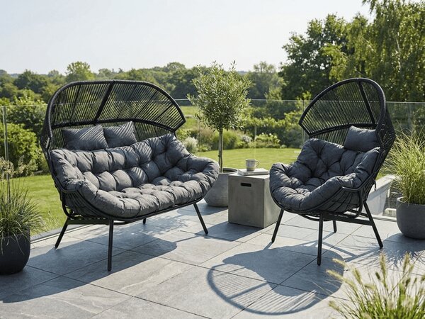 Sofa ogrodowa AURELO dwuosobowa 146 cm, czarna