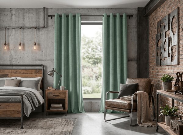 Zasłona zaciemniająca DREAM VELVET 140x250 cm, szałwiowa zieleń Zawieszanie: Metalowe pierścienie