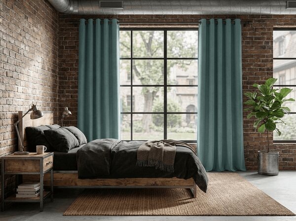 Zasłona zaciemniająca DREAM VELVET 140x270 cm, niebieskozielona Zawieszanie: Taśma z wiązaniami