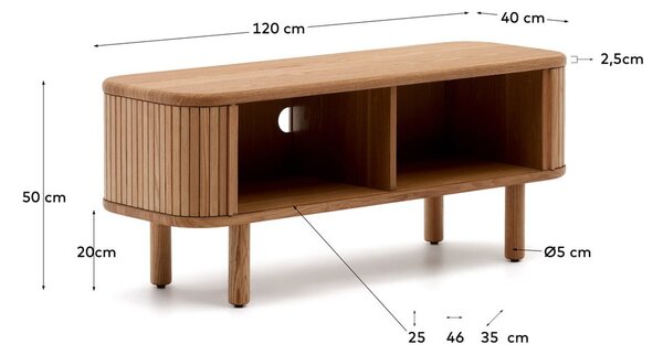 Szafka pod TV w dekorze jesionu w naturalnym kolorze 120x50x40 cm Mailen – Kave Home