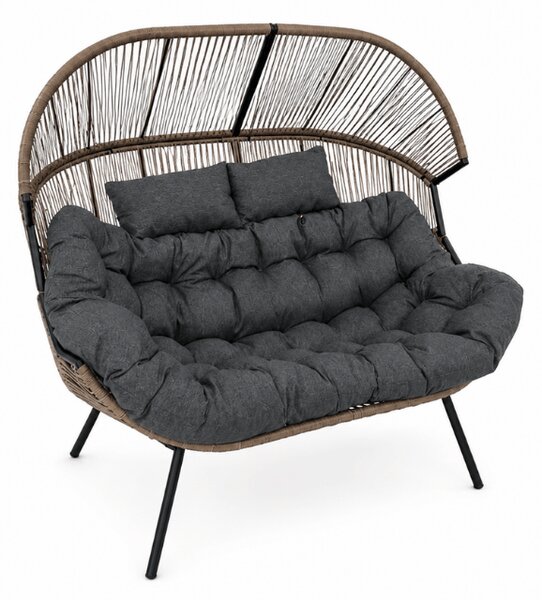Ogrodowa sofa AURELO dwuosobowa 146 cm, brązowa
