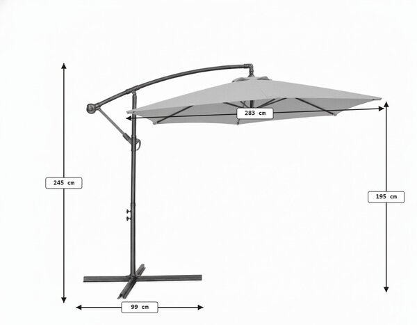 Regulowany parasol ogrodowy ELVARO, czarny