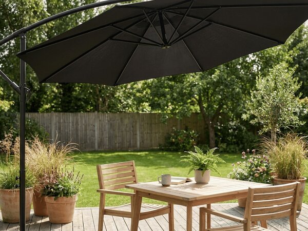 Regulowany parasol ogrodowy ELVARO, czarny