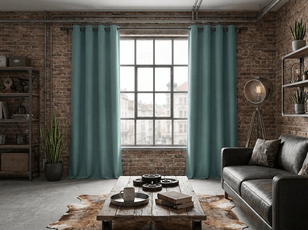 Zasłona zaciemniająca DREAM VELVET 140x270 cm, niebieskozielona Zawieszanie: Taśma z wiązaniami