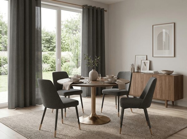 Zasłona TAVIO 140x250 cm, szarobrązowy Zawieszanie: Metalowe pierścienie
